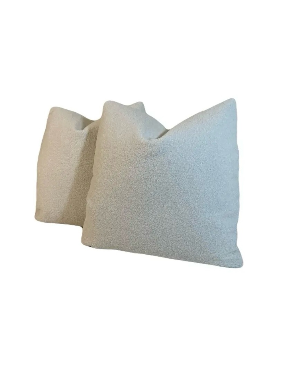 Ivory Teddy Bouclé Throw Pillow Pair - Soft Textured Accent